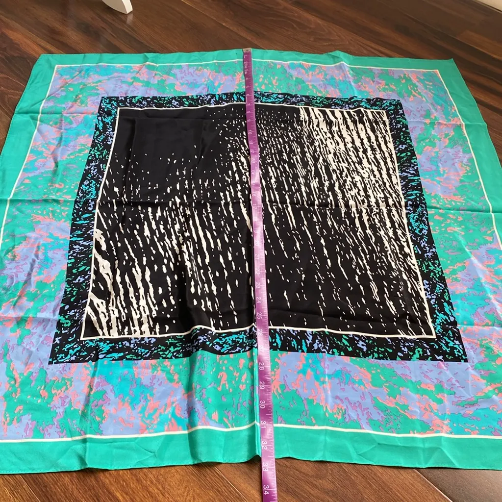 Honey Silk Scarf 80s Abstract Blue - Image 5