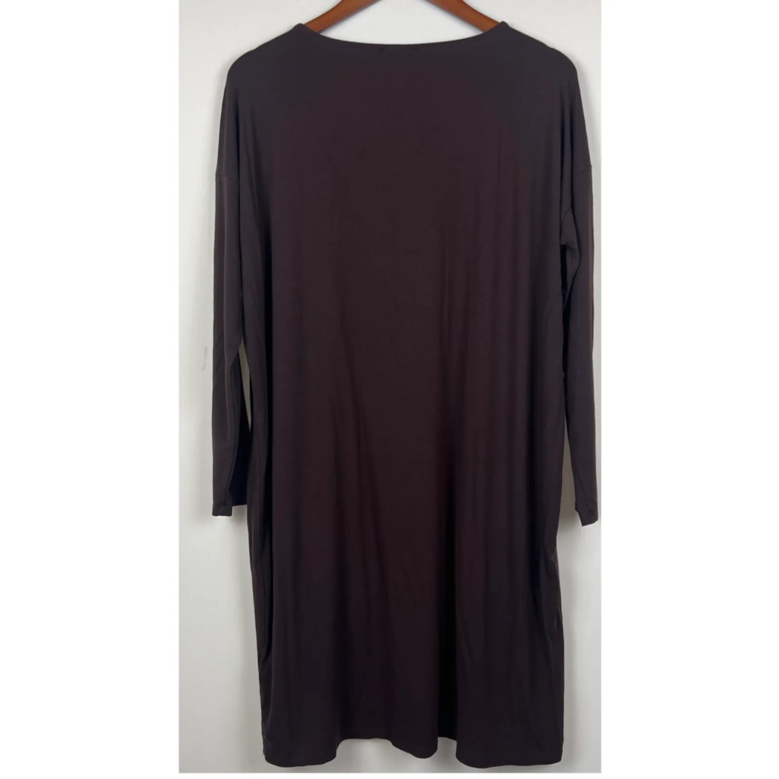 Eileen Fisher Brown Long Sleeve Tunic- Shirt M Minimalist Knee Length - Image 5