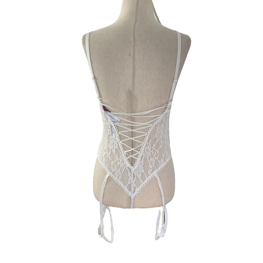 Adore Me White Mesh  Bridal Bride to Be Lingerie Women's Size Small NWT | 51-39 - Image 4