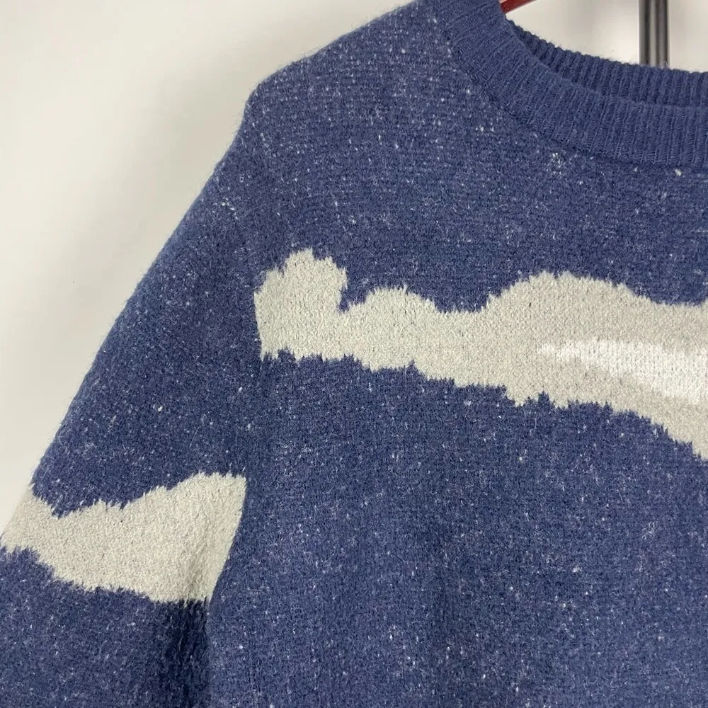 Oak + Fort Blue Gray Black Abstract Pullover Knit Sweater - Image 5