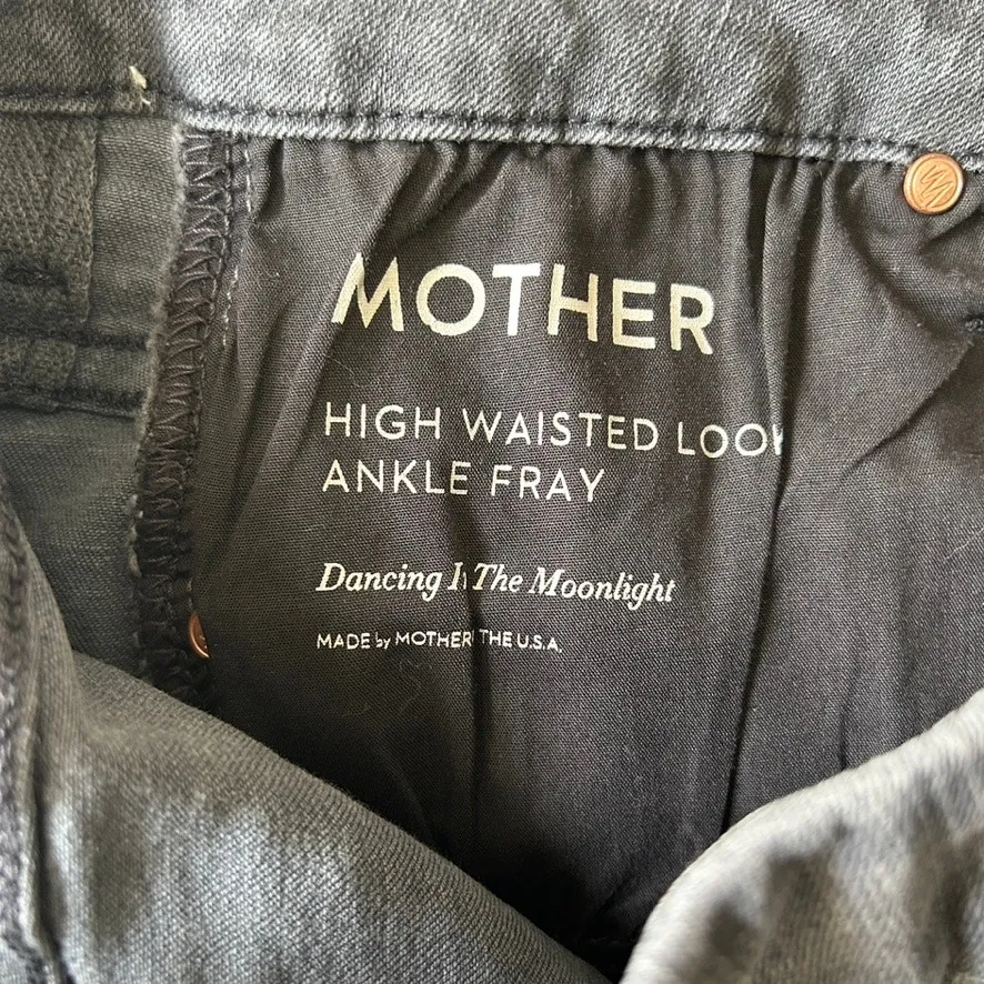 Mother High Waisted Looker Ankle Lighting Up Lanterns Black Grey Wash Sz 28 - Image 9