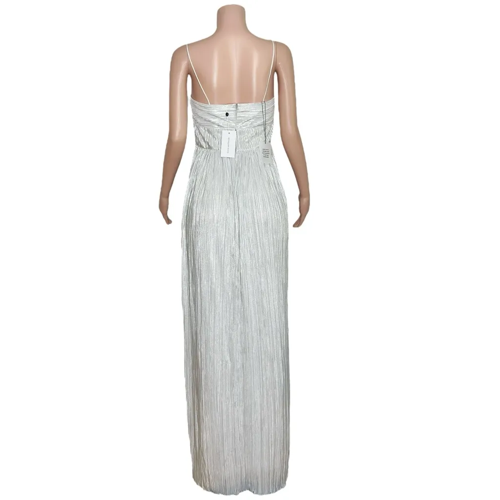 LOVERS + FRIENDS Emmy Metallic Plisse Gown, Silver, Medium - Image 7