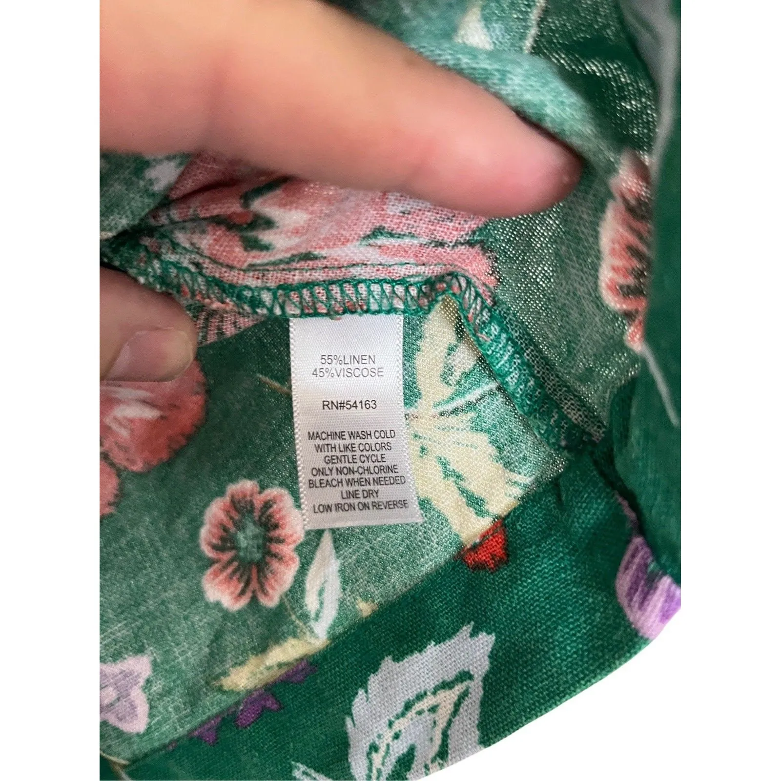 Marc New York size medium cropped linen blend floral blouse shirt top Green - Image 6