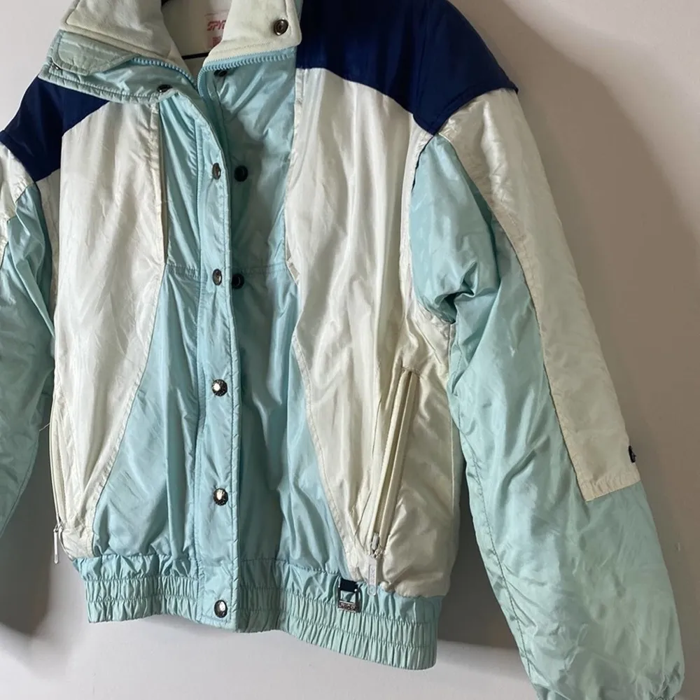 Spyder Vintage Blue Colorblock Ski jacket 8 medium - Image 2