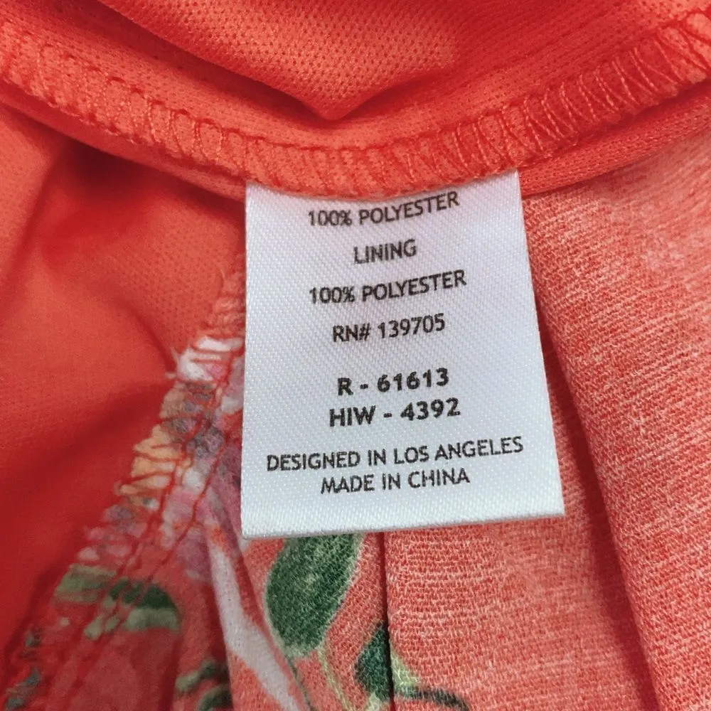 Orange Floral Ruffle Faux Wrap Casual Mini Party Chic Trendy Whimsical Dress Size undefined - Image 9