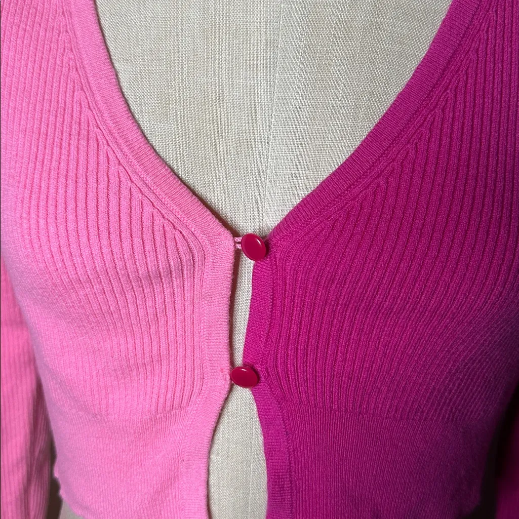Wild Fable Two Tone Pink Cropped Button Front Longsleeve - Image 2