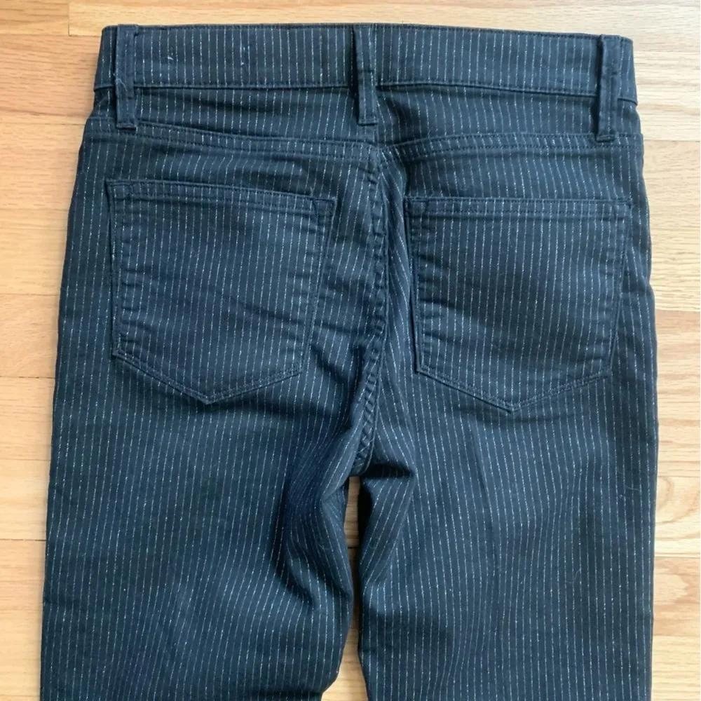 Frame Le High Skinny Black/Silver Striped Cropped Hetfield Jeans Size 26 - Image 9