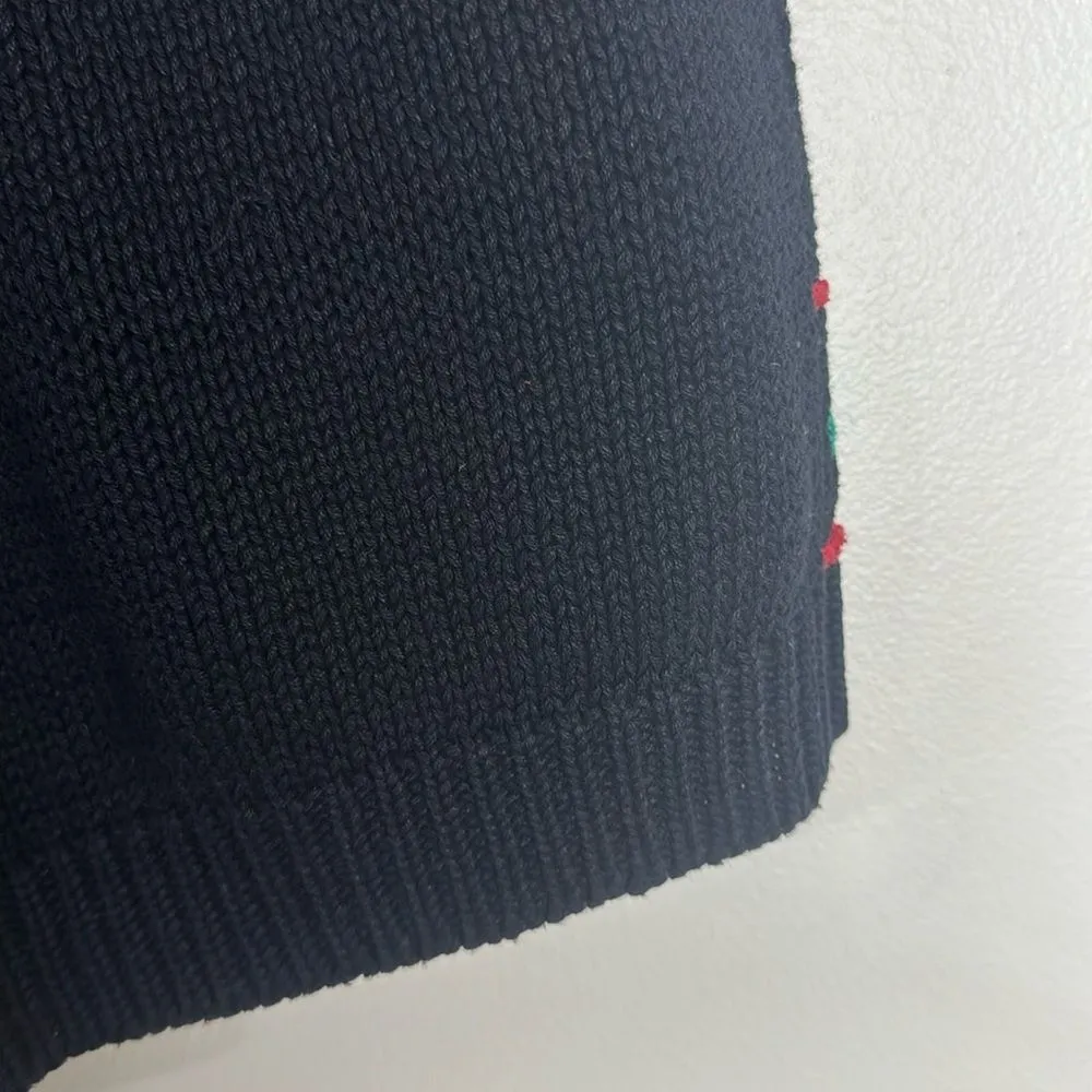 Vtg Baxter & wells knit button up Christmas holiday wreath vest petite M Black Size undefined - Image 10
