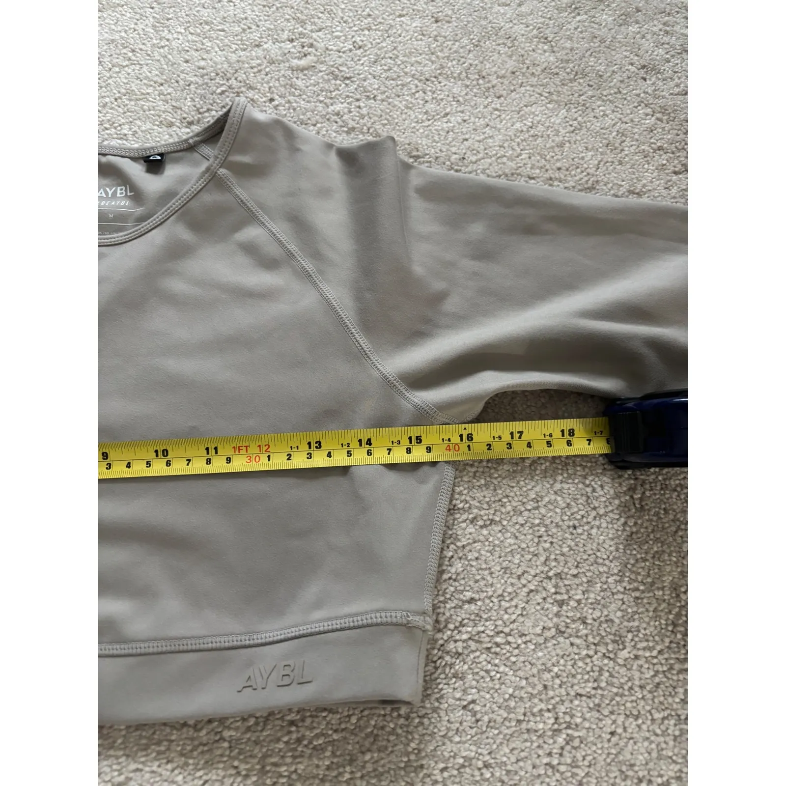 AYBL Long Sleeve Cropped Athletic Workout Top Neutral Taupe - Image 11