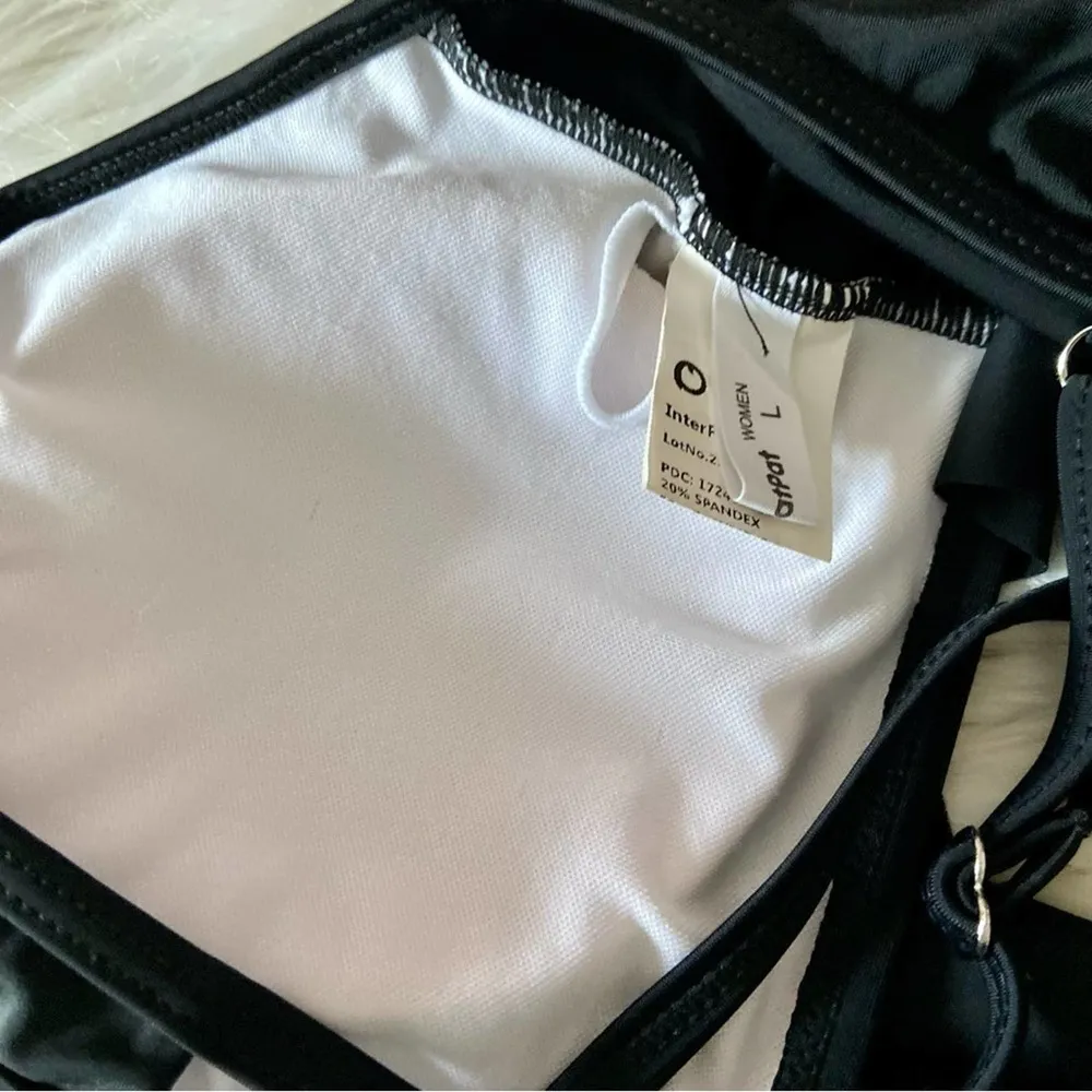 PitPat Black Tank Swing Ruffle Front Adjustable Strap Bikini Top Sz L Size L - Image 15