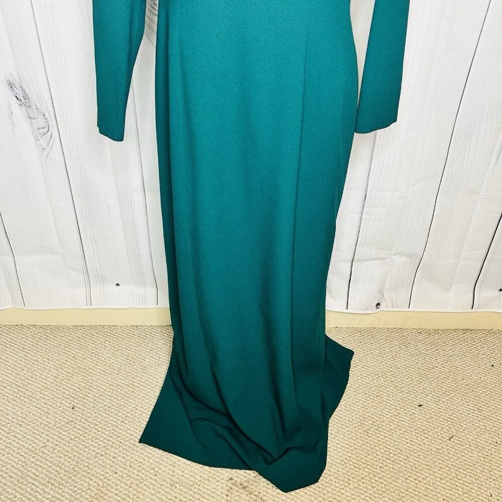 Vintage RIMINI Formal Maxi Dress / Jacket Size 12 Dark Teal Green Beaded - Image 5