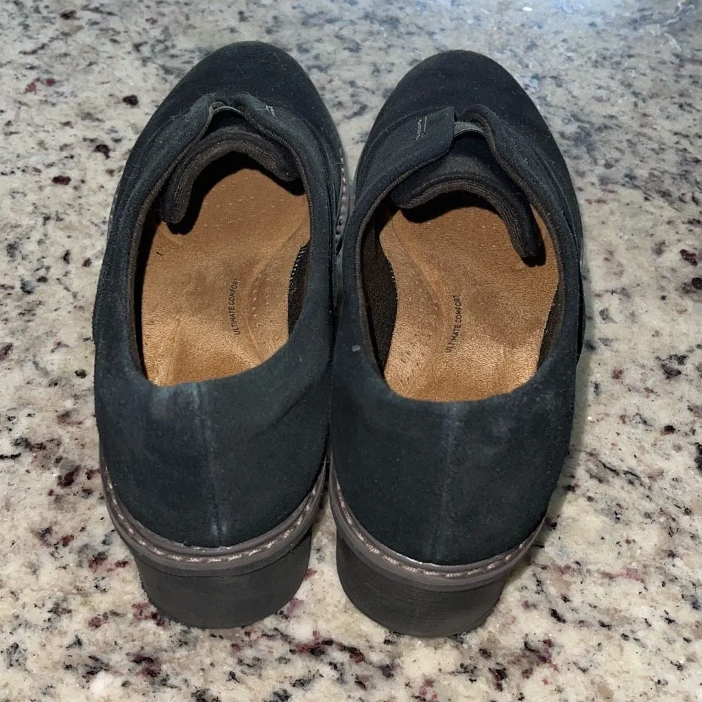 Clarks Womens Airabell Sky Suede Slip On Wedge Platform Shoes Black Size‎ 8.5 - Image 5