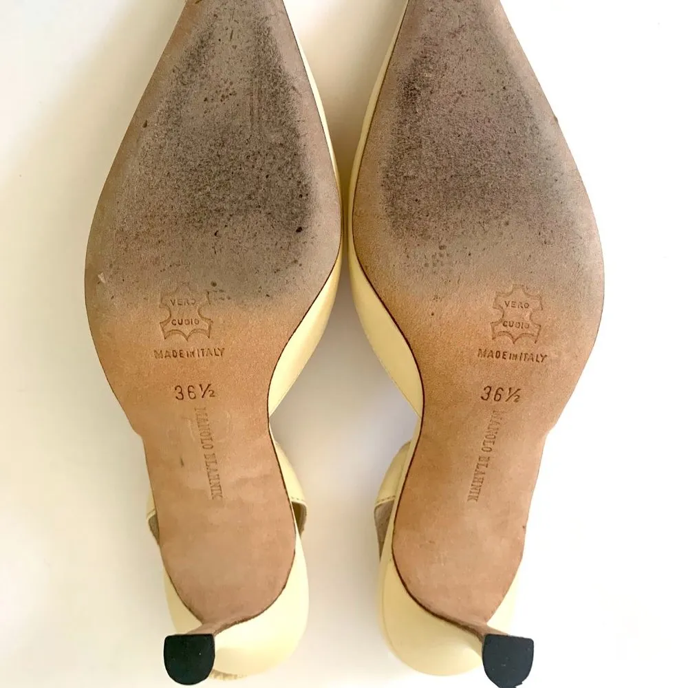 Manolo Blahnik Carolyne 70 Butter Cream Leather Size 36.5 IT/ 6US - Image 7