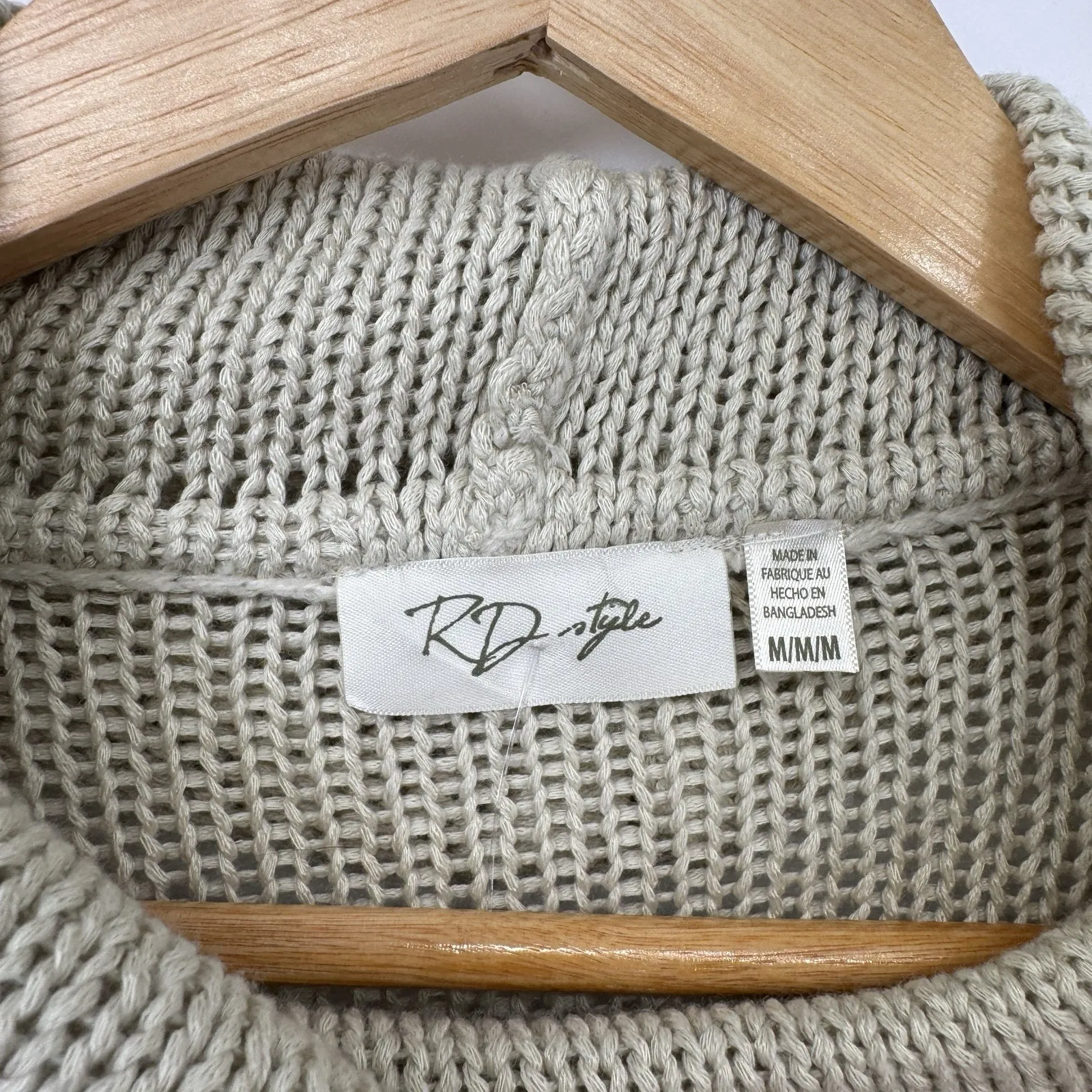 Stitchfix RD Style Grannycore Cowl Neck Sweater Womens M Tan Loose Knit NEW - Image 5