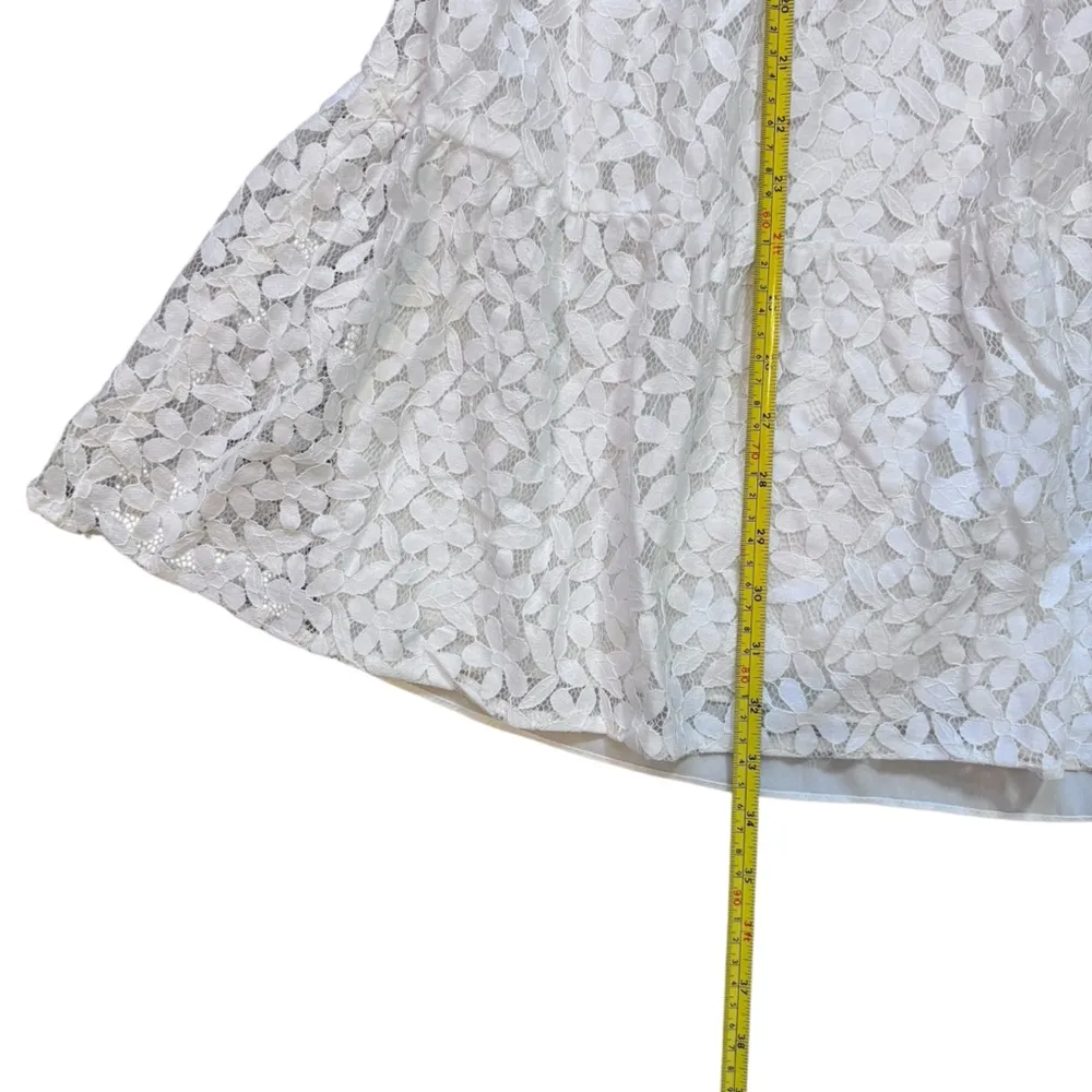 CeCe Ivory Floral Lace Puff Sleeve Babydoll Minidress Dress - Image 11