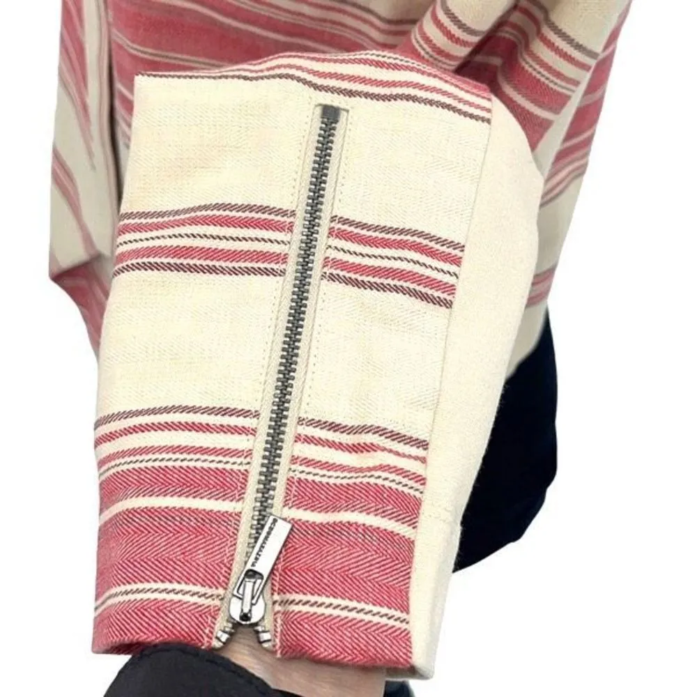 BCBGMaxAzria Womens Striped Asymmetric Open‎ Abbey Blazer Jacket Red Multi Small - Image 8