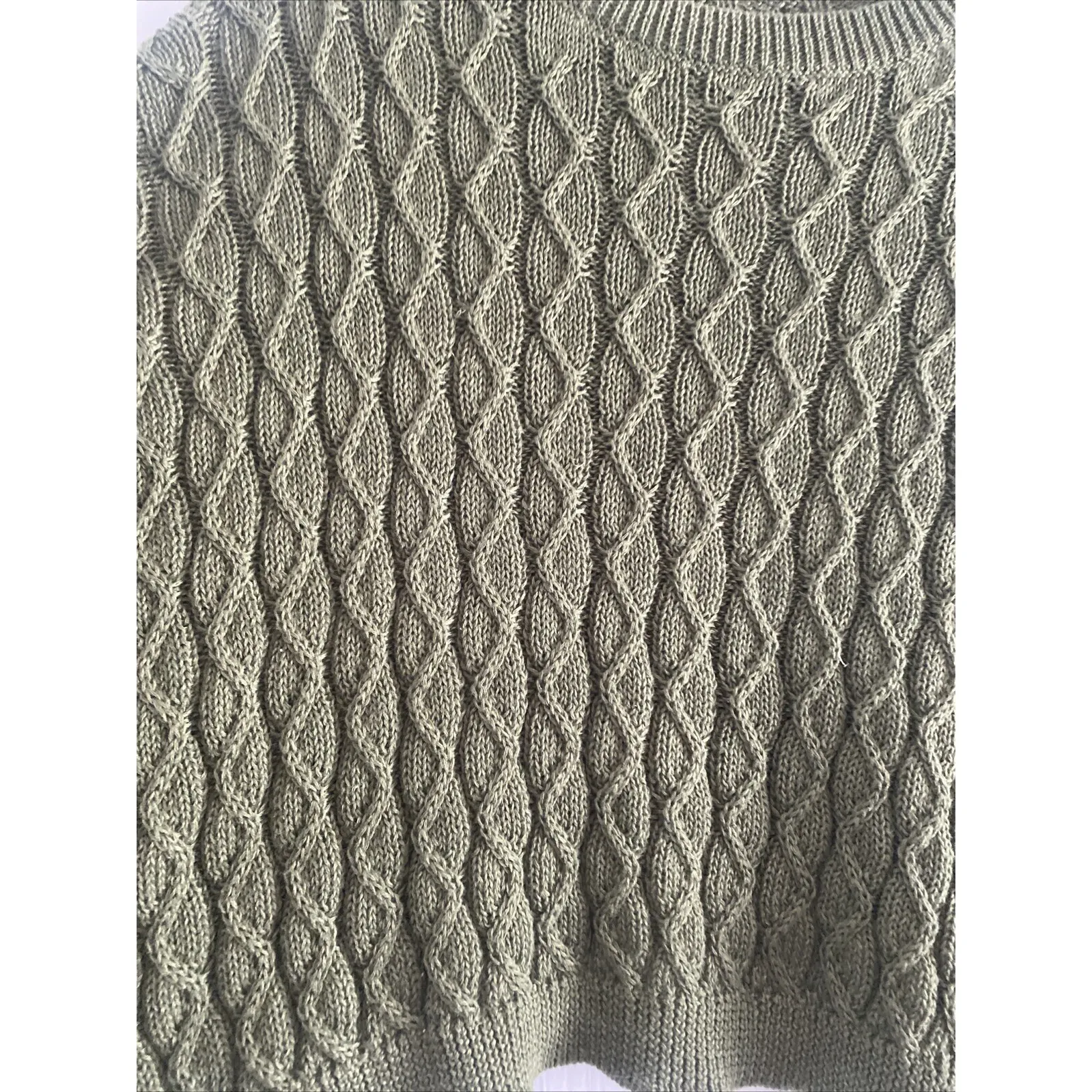 Lena Women's Medium Oversized Olive Green knit crop sweater Clean Girl Fall Cozy - Image 3