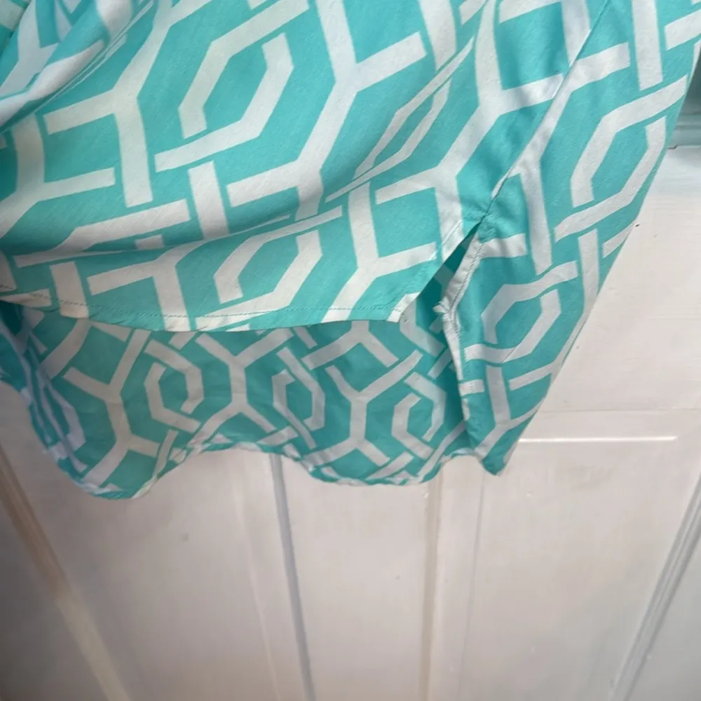 Escapade Women's Aqua Geometric Trellis Top Tunic Swim Cover NEW W1156 Sz L - Image 5