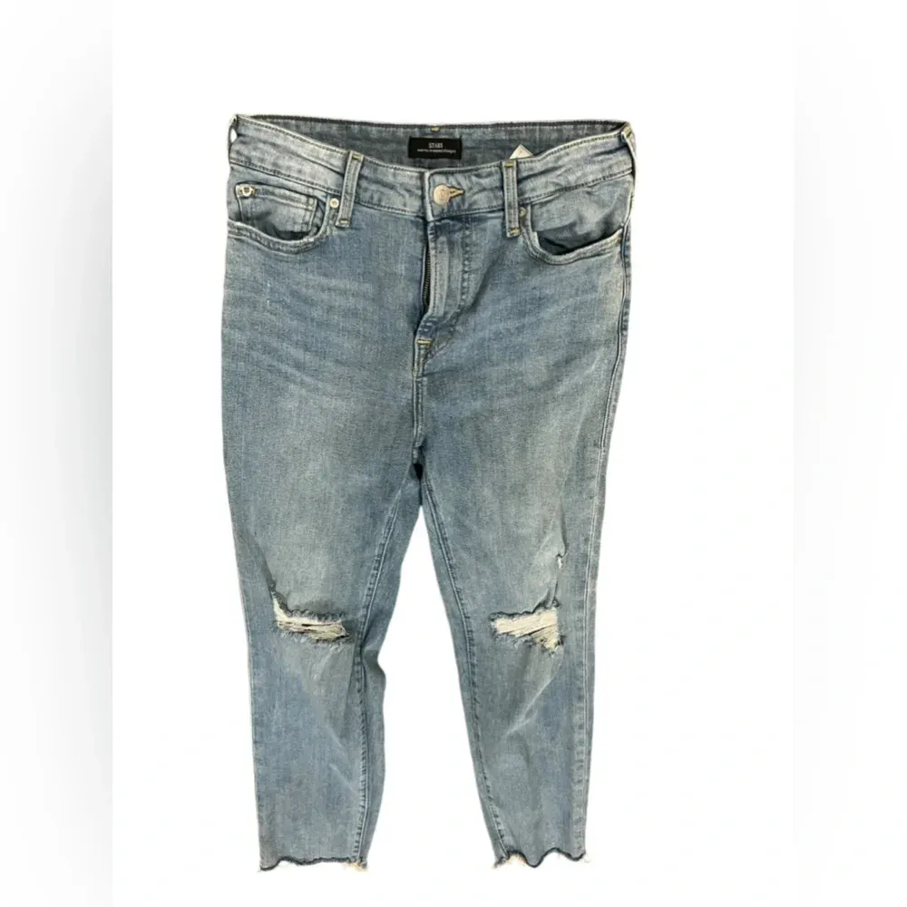 True Religion Starr distressed mid rise cropped straight denim jeans size 28 y2k - Image 4