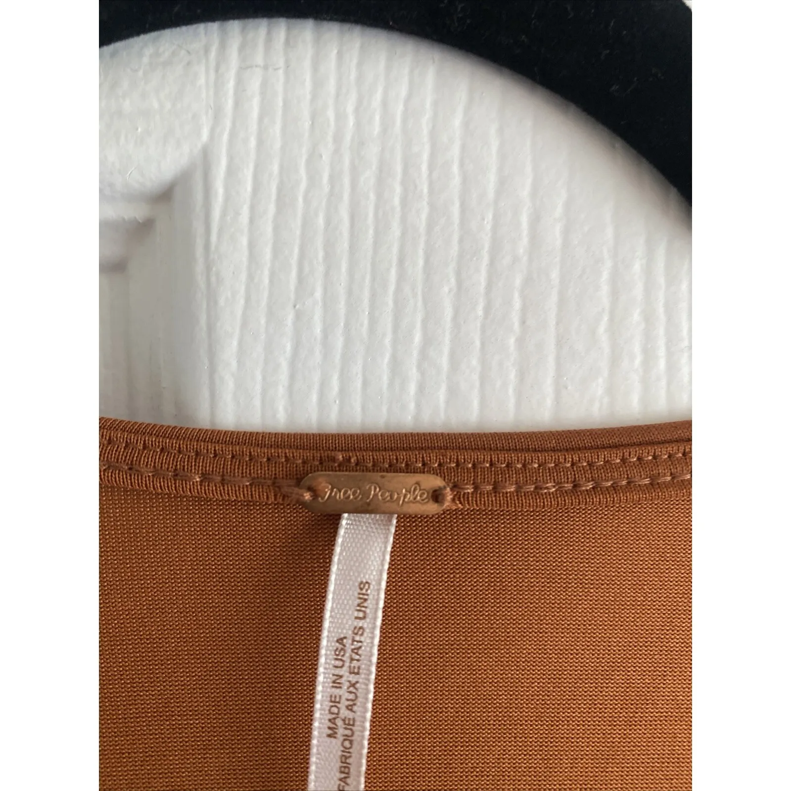 Free People Womens Medium Copper Brown Faux Wrap Top Penny Mesa Combo Long Sleev - Image 3