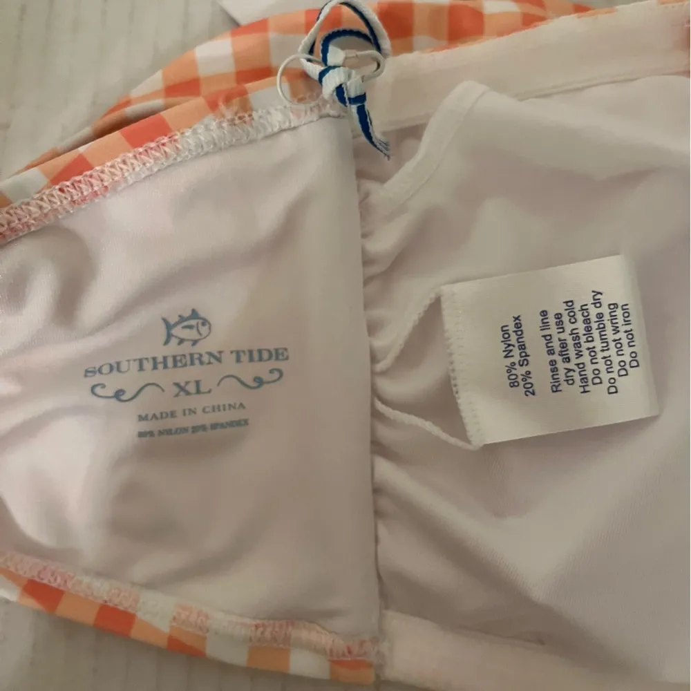 Southern Tide Swim Top Conch Shell Gingham Bandeau Bikini Top Sz XL NWT w/Straps - Image 12