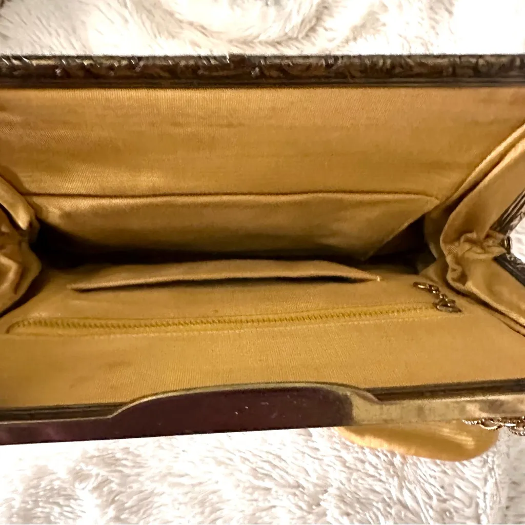 Vintage Beaded Needlepoint Handbag Gold - Image 14