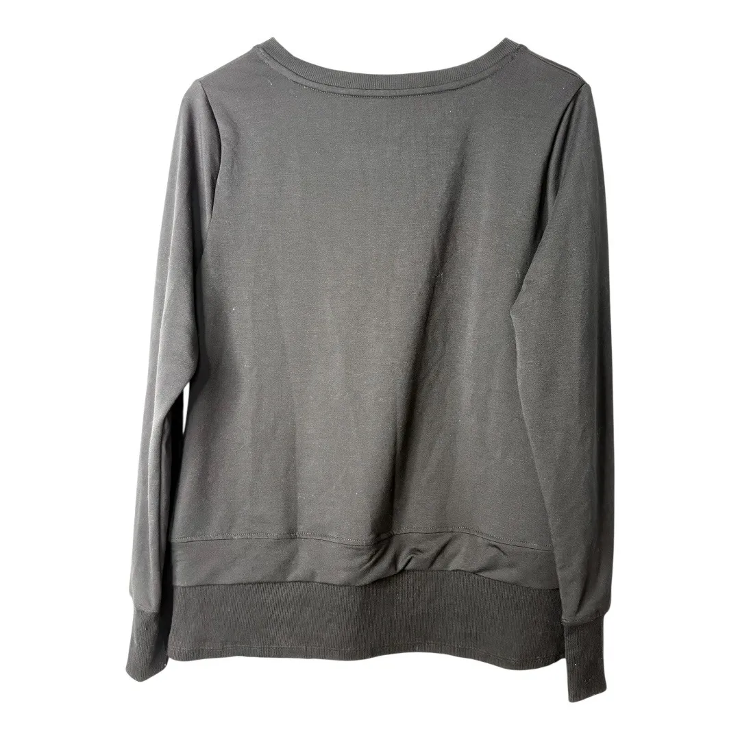 Cuddl Duds Bow Tie-Waist Pullover Top Long Sleeve Athleisure Black Size Medium - Image 5