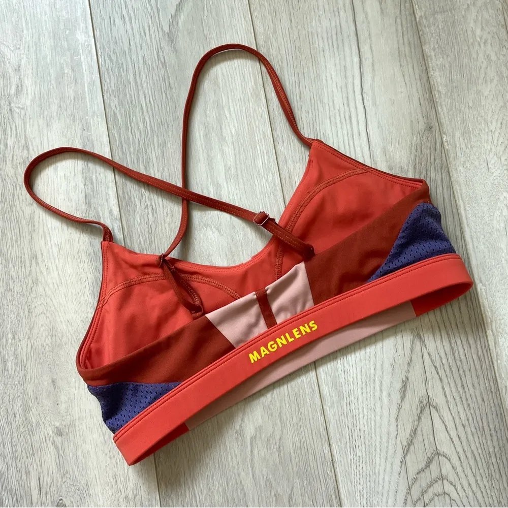 MAGNLENS Colorblock Racerback Sports Bra Red (Small) colorful workout athleisure - Image 2
