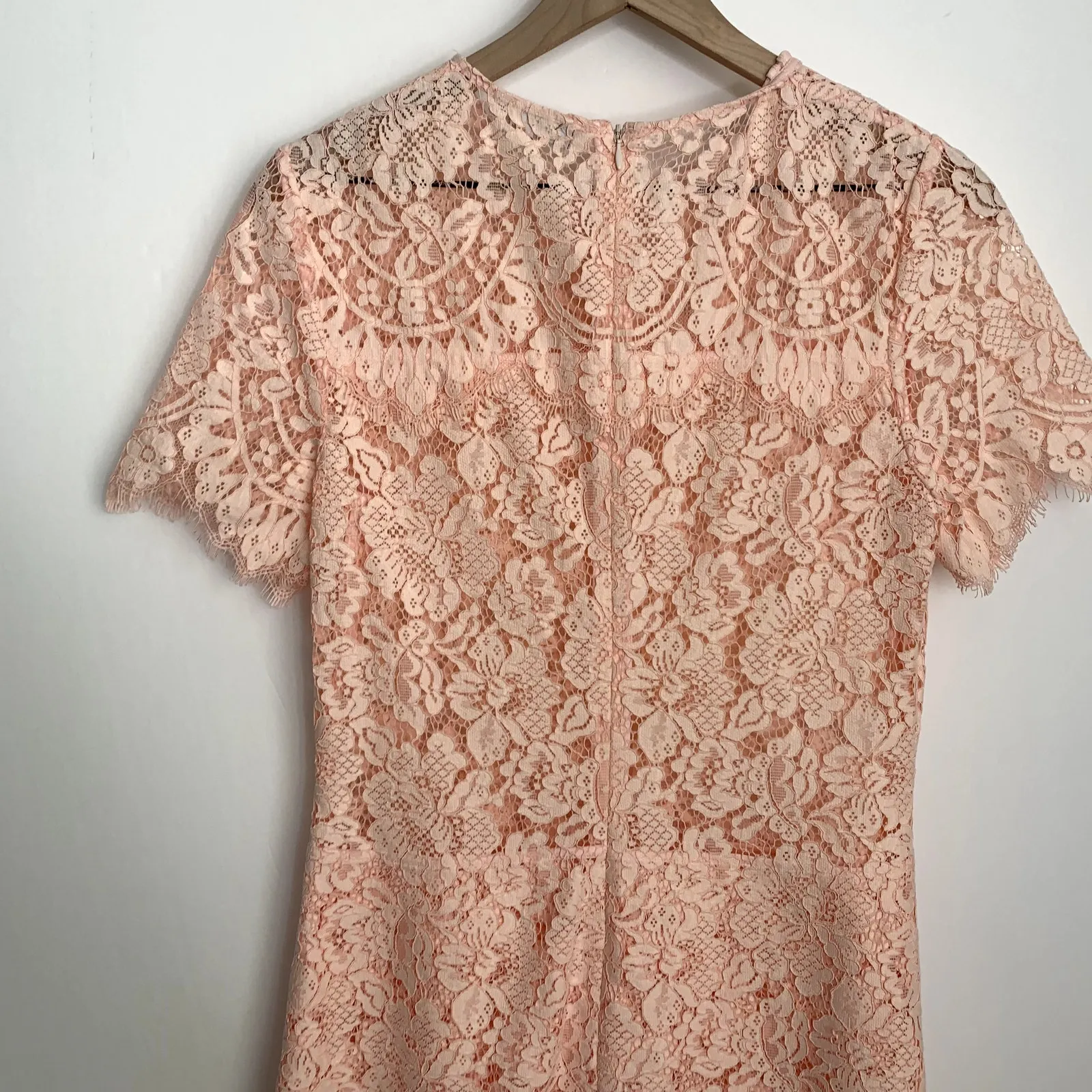 Ganni Duval Corded Lace Pink Midi Dress Womens  EU 38 US 6/8 - Image 6