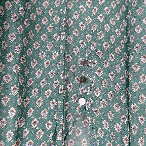 Veronica Beard Amato Paisley Silk Peasant Top in Seaglass Multi Size 6 - Image 9