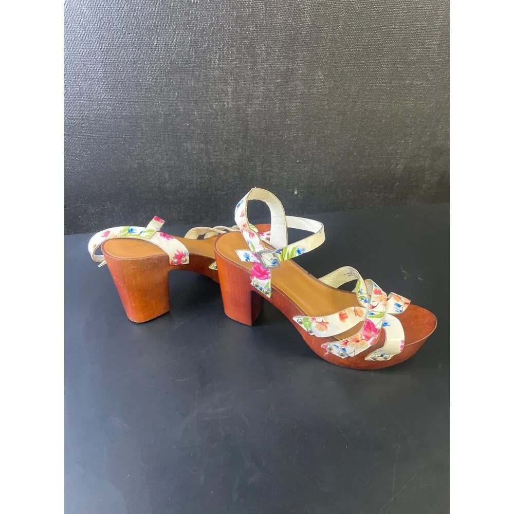 Madden Girl Women's White Floral Chunky Shoes/Sandal/Heel 4" Size 9 SKU 2478 - Image 3