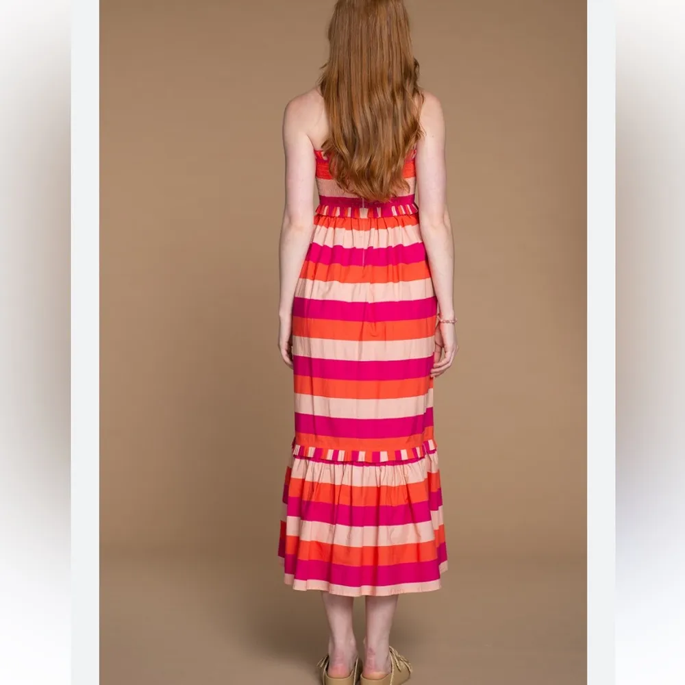 OLIVIA JAMES THE LABEL JANE DRESS PINK STRIPE STRAPLESS MAXI DRESS XS - Image 9