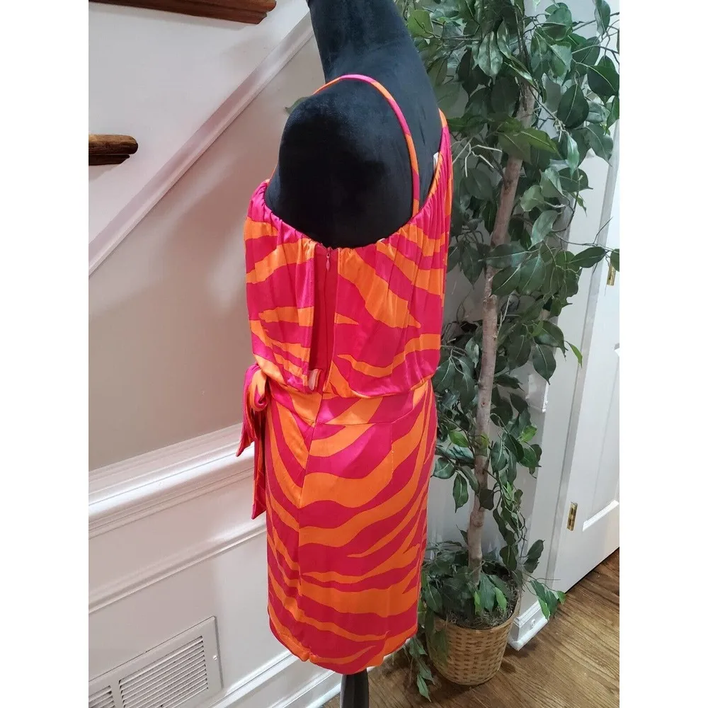 Julia Jordan Women's Pink Orange One Shoulder Short Sleeve Knee Length Dress XS - Image 6