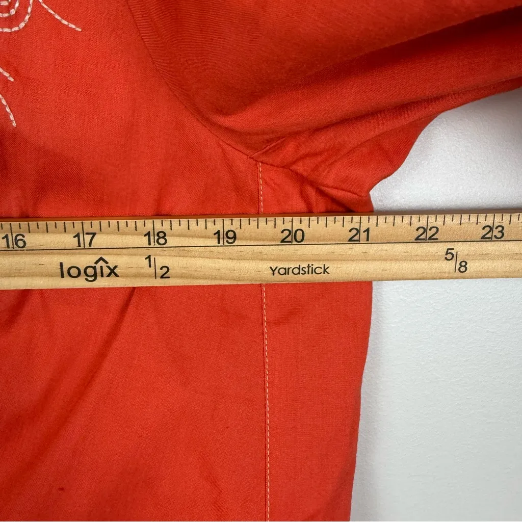 Coldwater Creek Jacket Womens Size 16 Coral Linen Blend Embroidered Snap Button - Image 8