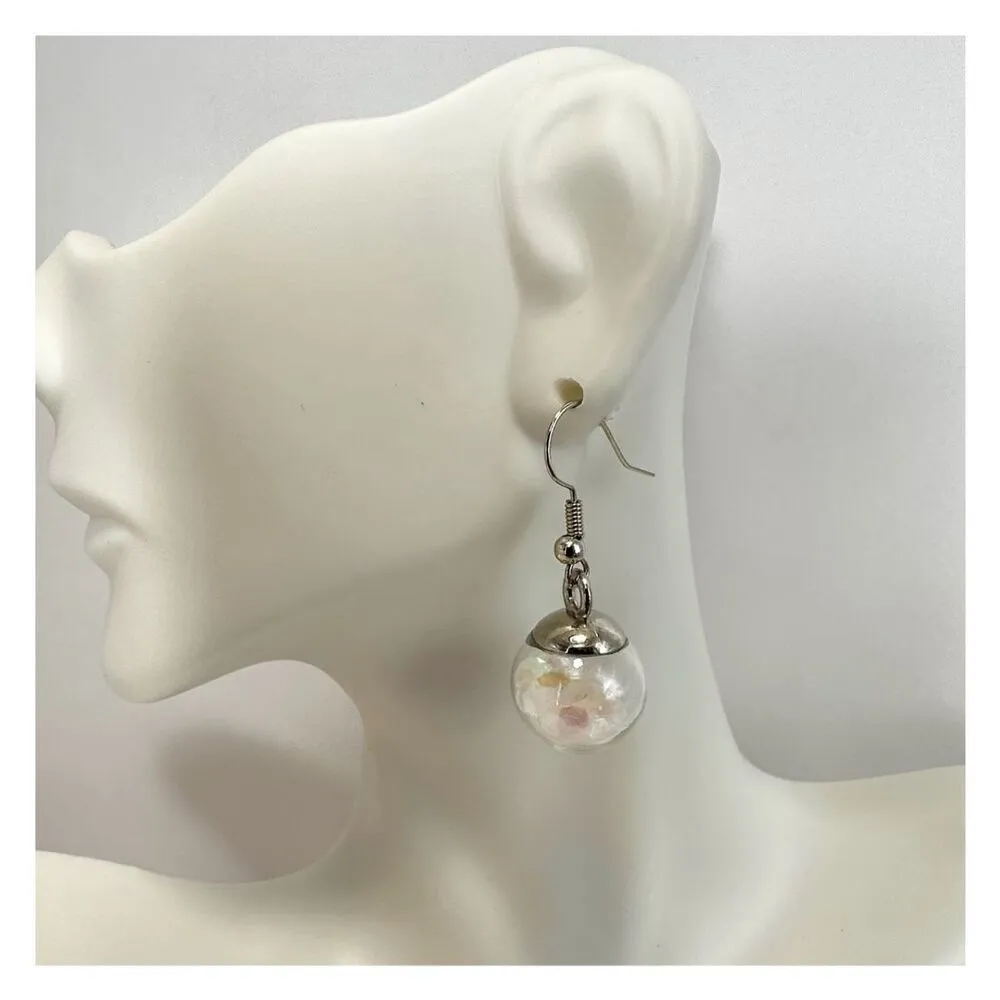 Silver tone glass confetti earrings - Image 5