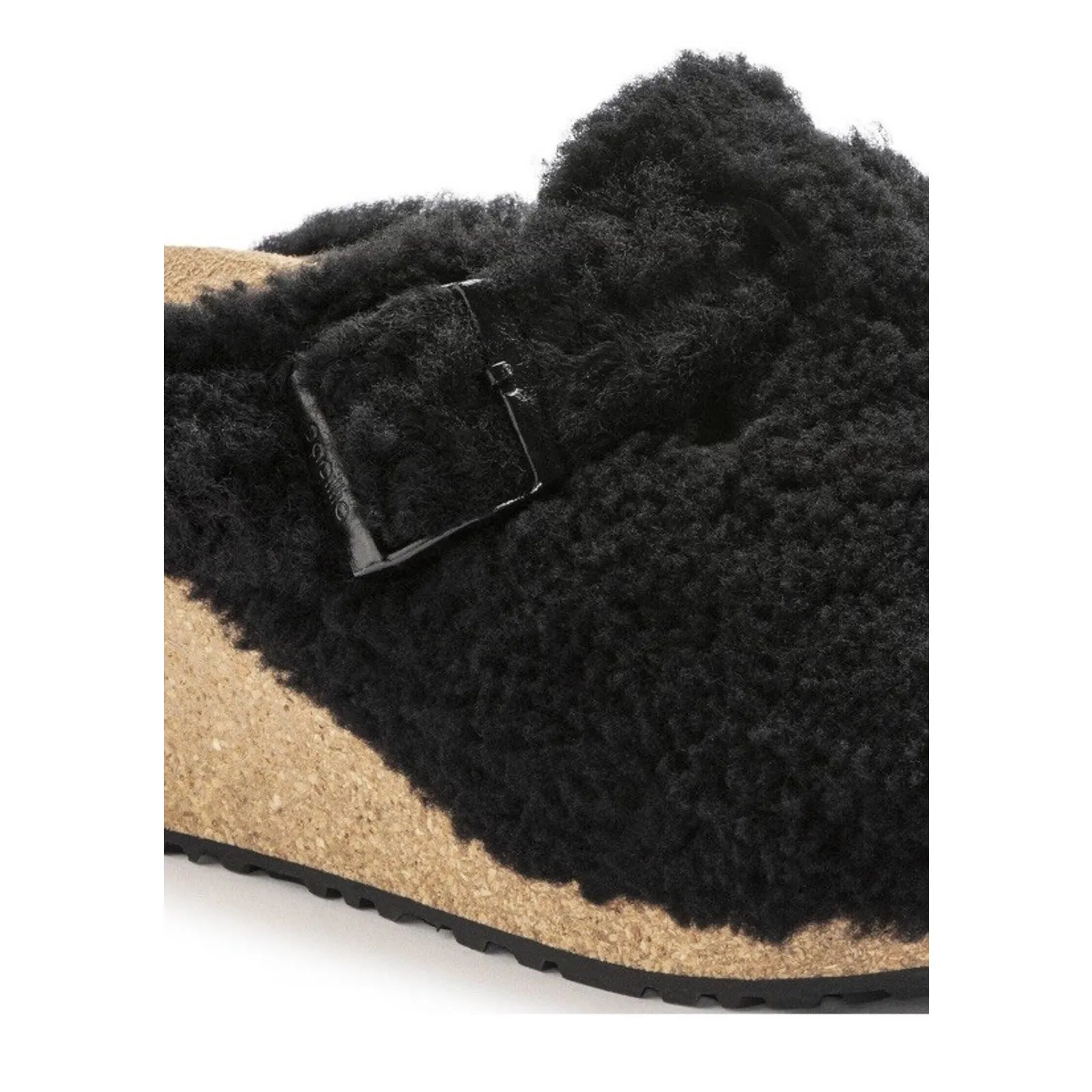 Birkenstock Papillion Black Shearling Cork Wedge Clog Mule EU 38 US 7 Wm’s NWT - Image 4