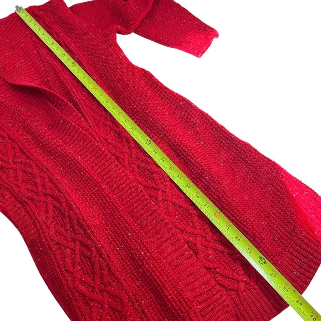 TALBOTS Lined Red Long Cardigan Sweater Coat - Image 11