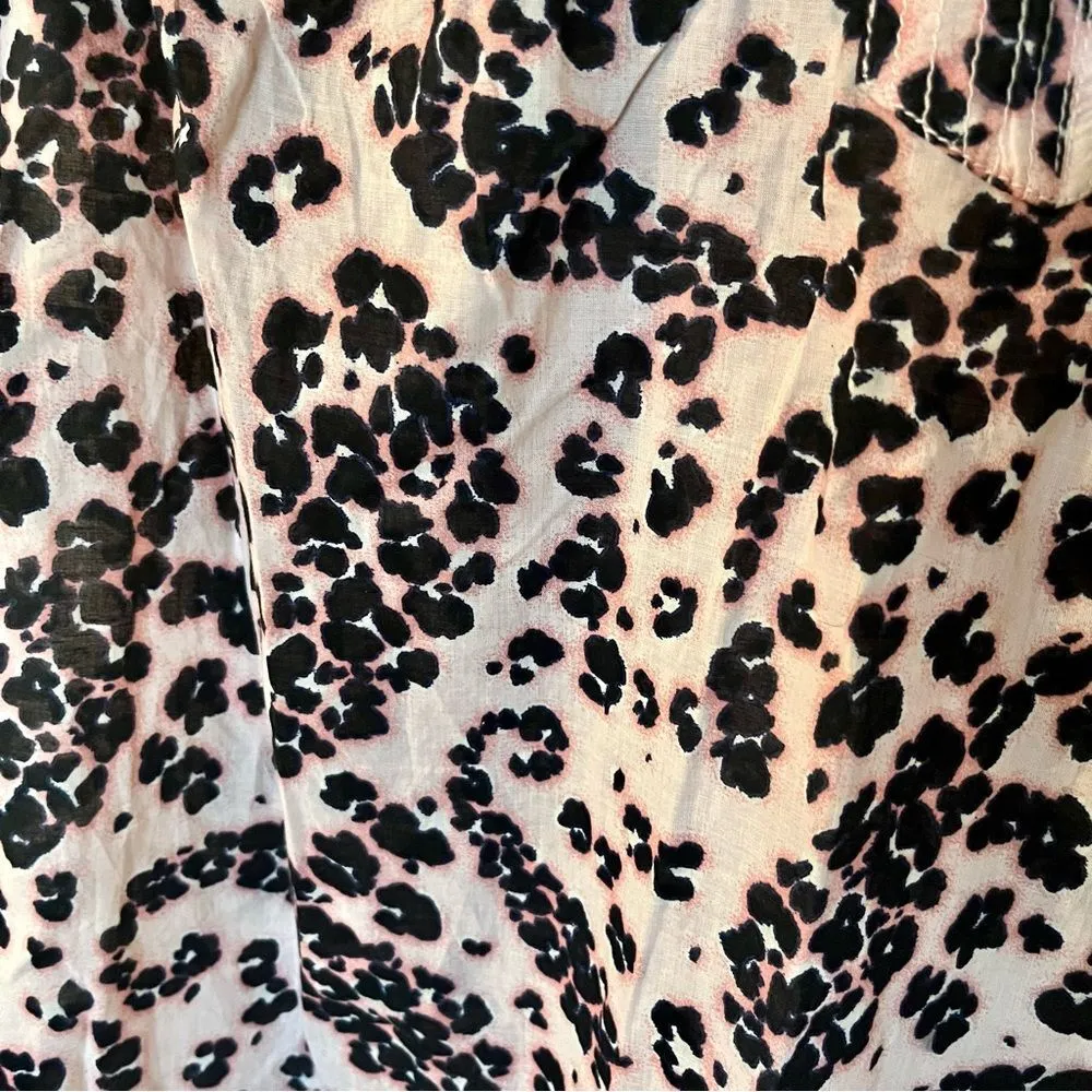 Talbots Cotton Trapunto Popover Sleeveless Blouse Pink Leopard Paisley Print 1X - Image 5