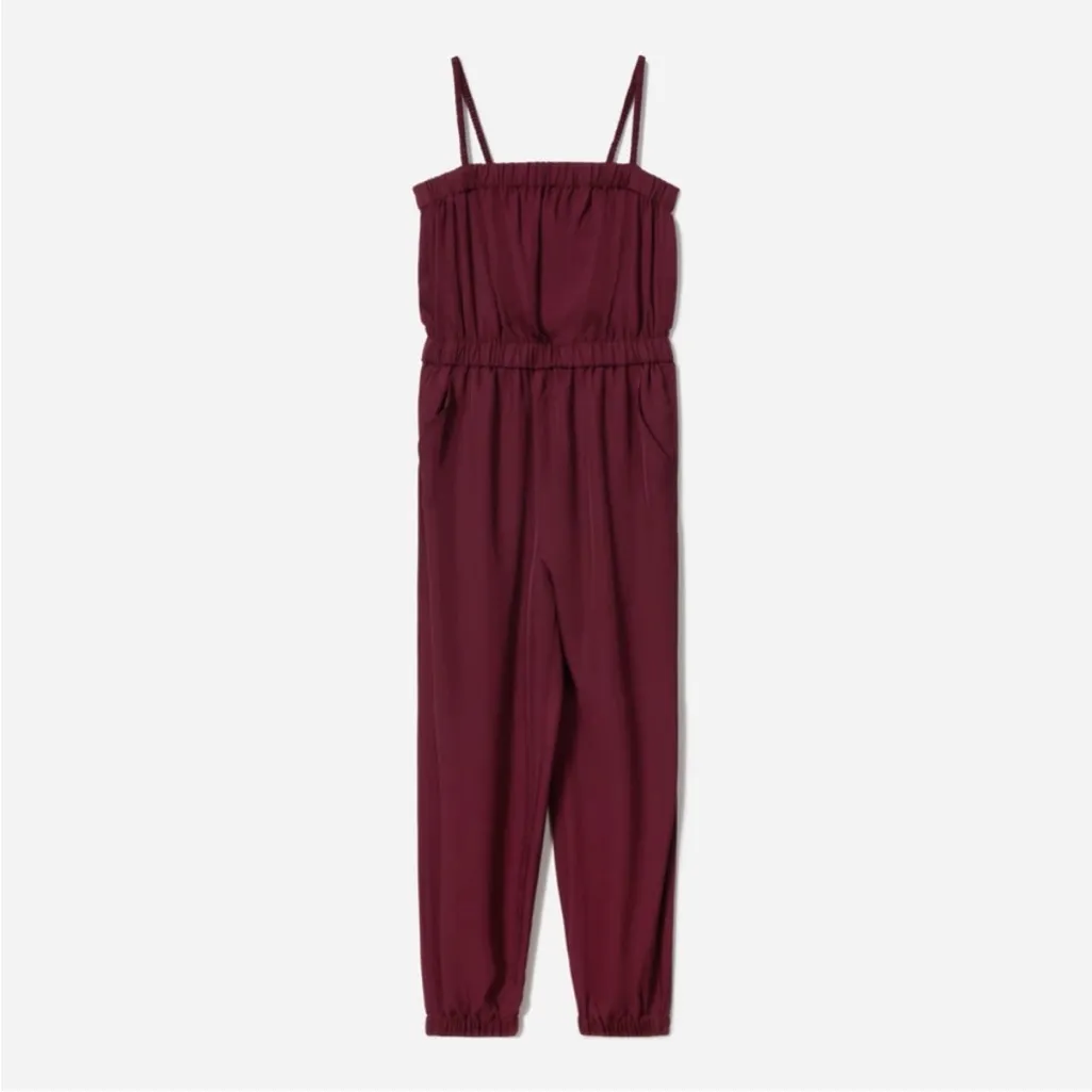 New Everlane Party of One Jogger Jumpsuit Wine Red Large - Image 5