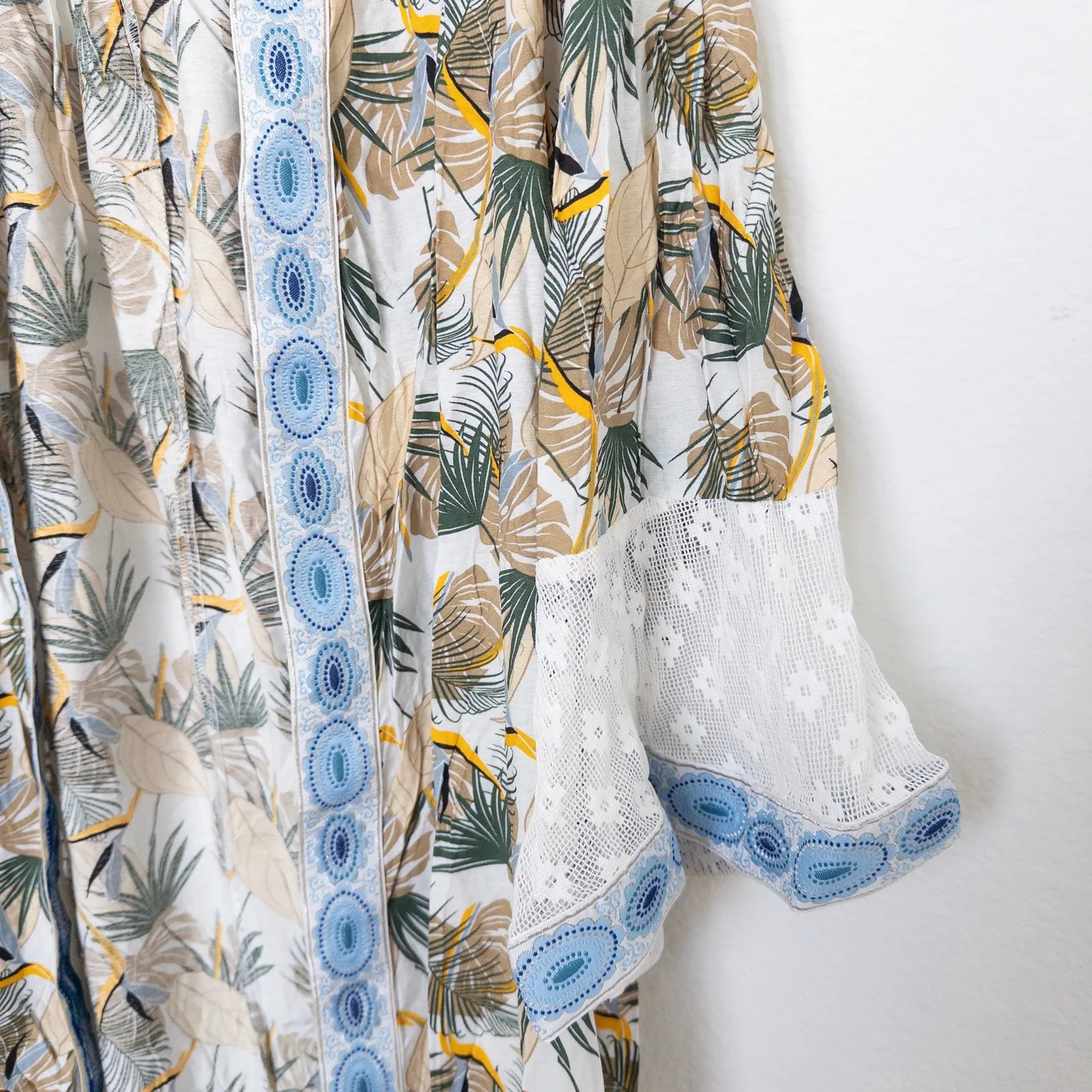 POL Womens Kimono Size M/L Multicolor Palm‎ Leaf Boho Lace Duster Resort Coastal - Image 4