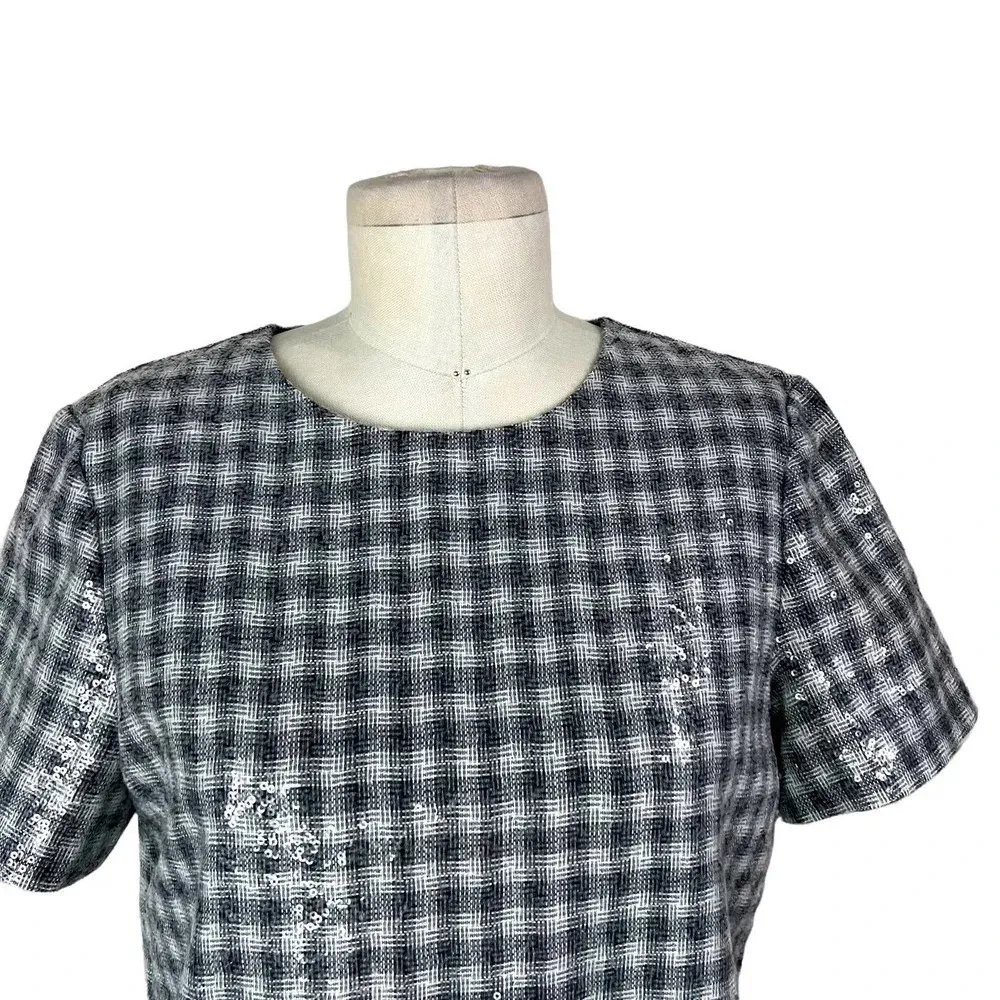 Draper James Collection Sequin Shift Dress Black‎ Gray Silver Size 6 - Image 2