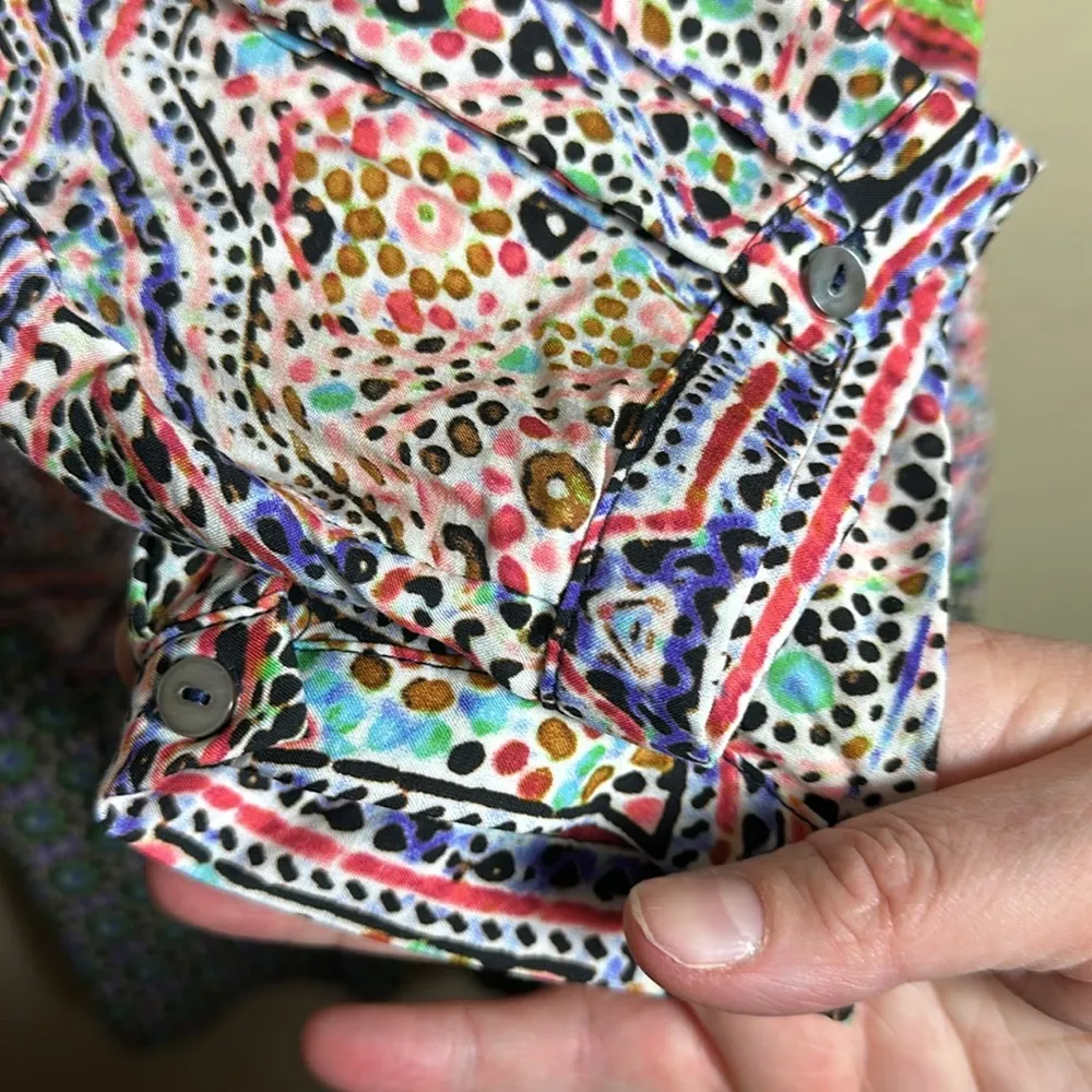 Maeve by Anthropologie Womens Midi Dress Ruched Bodice Geometric Pattern Medium - Image 5