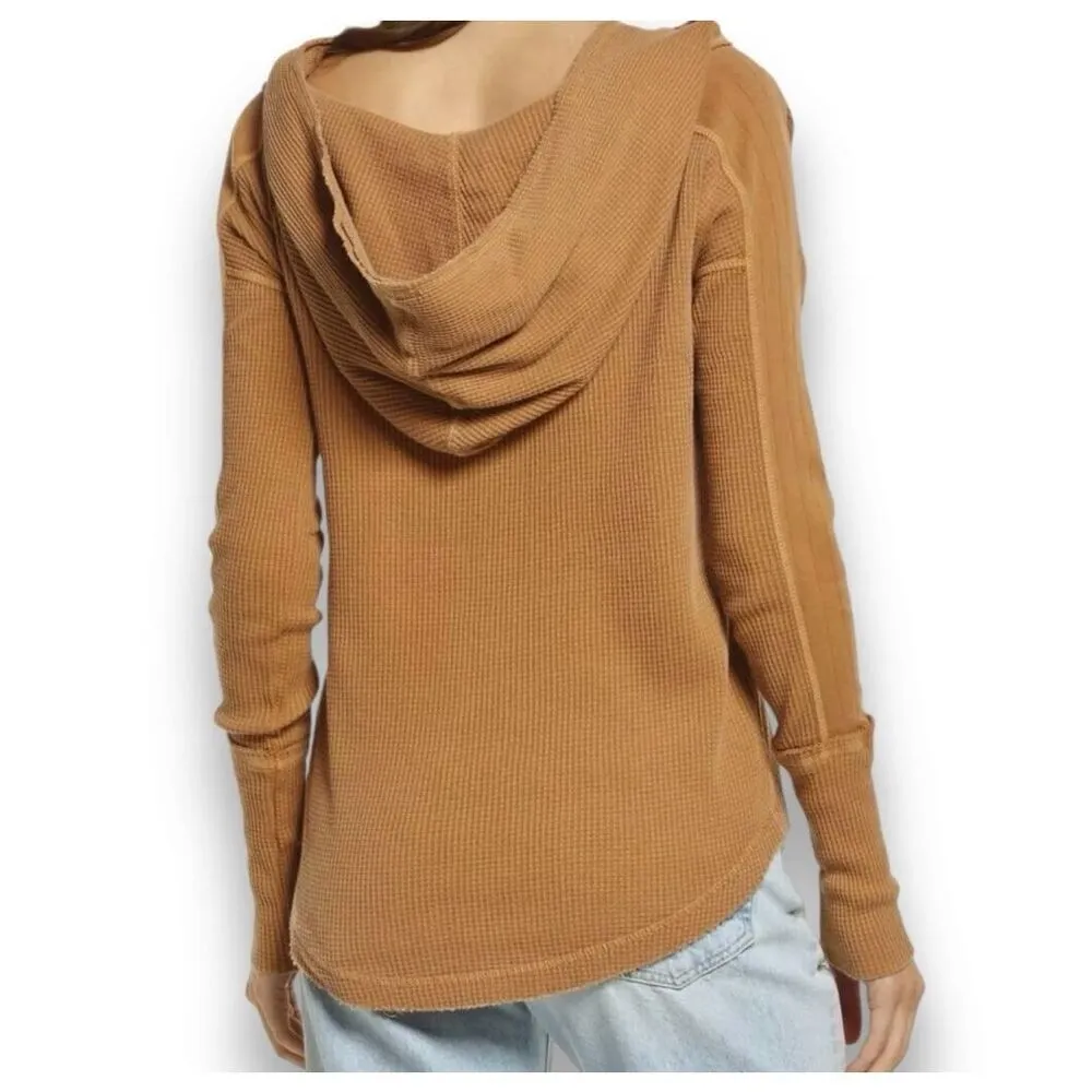 Free People Margo Thermal Long Sleeve Hoodie Sz Medium - Image 2