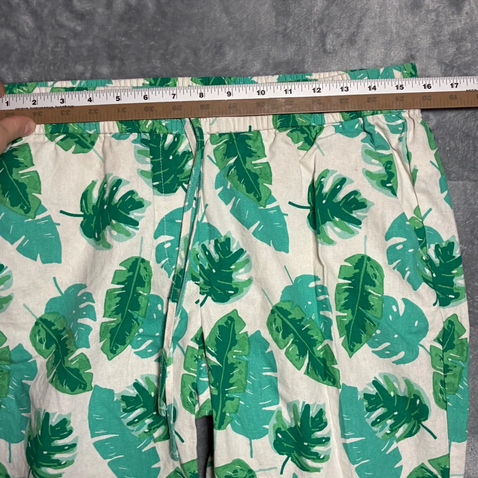 J. Crew Linen Blend Tropical Leaf Palm Print Crop Pants Women's 12P Petite - Image 6