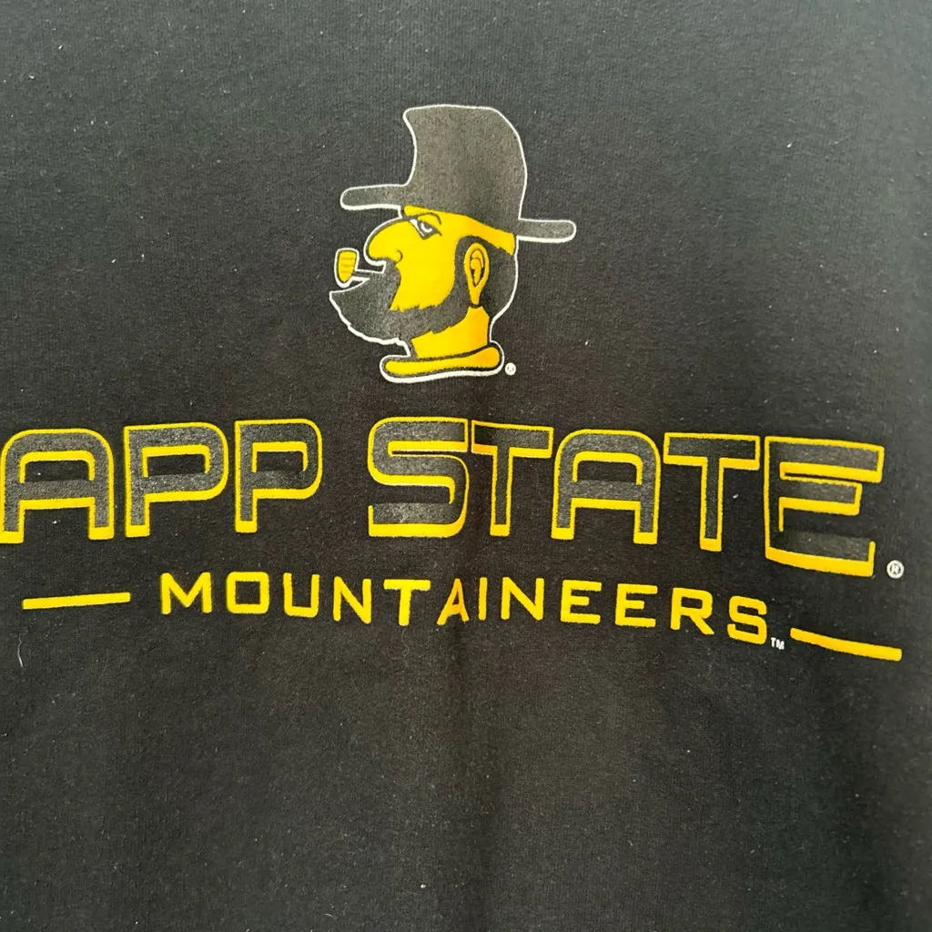 Black Gildan App State Sweatshirt‎ cutoff hem Yellow - Image 4