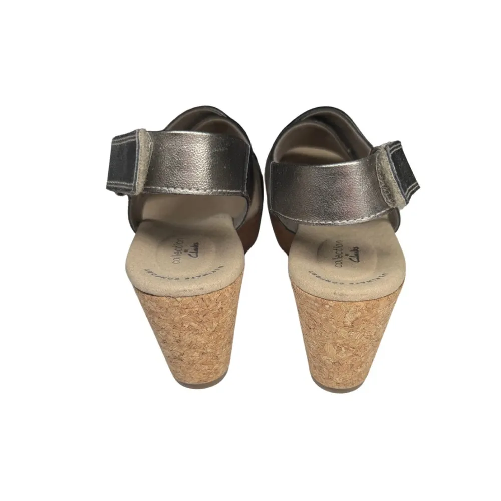 Clarks Women's Annadel Eirwyn Wide Width Wedge Heel cork gunmetal comfort 7.5 - Image 5