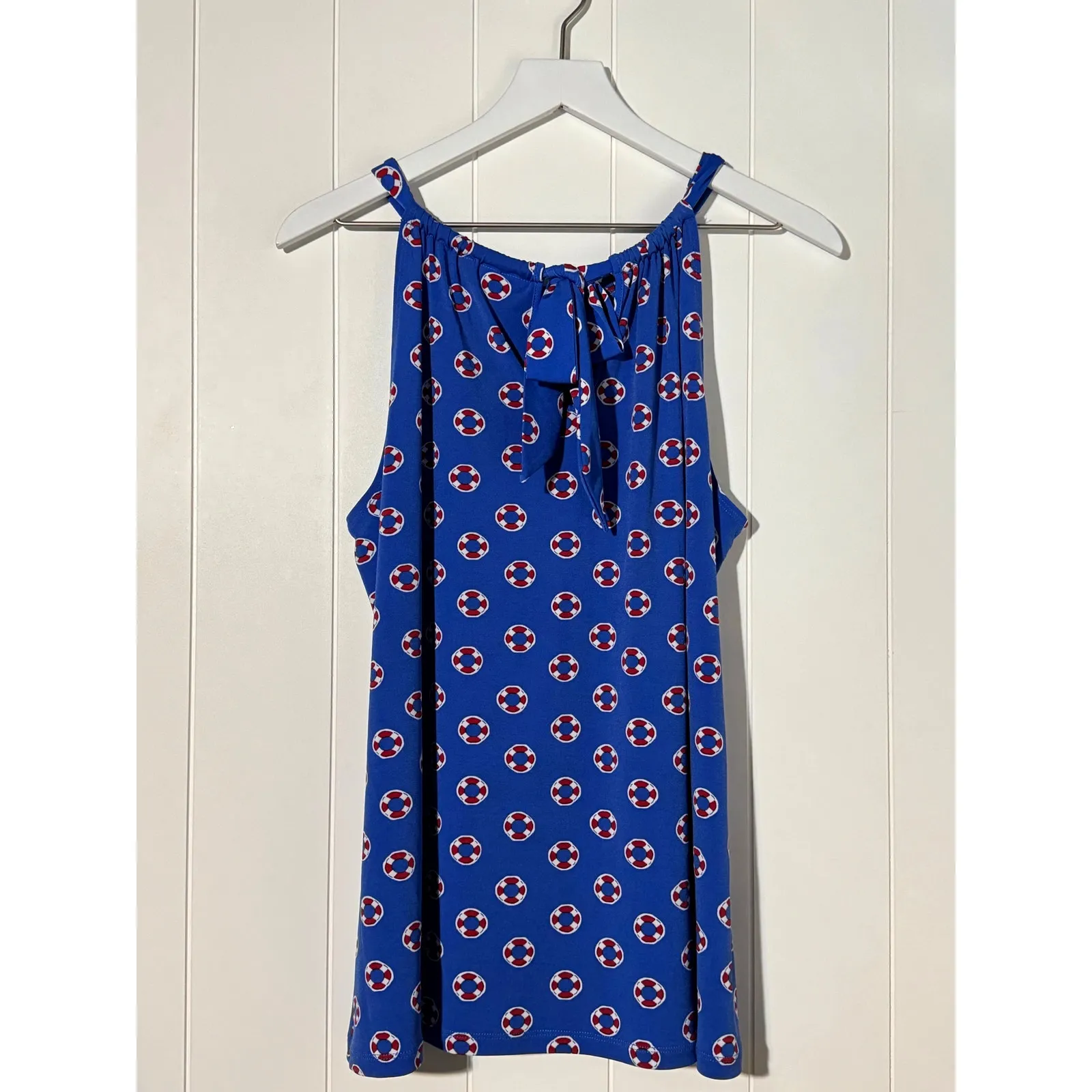 Cynthia Rowley Sleeveless Tank Blue with Nautical Print Size Large - Image 4