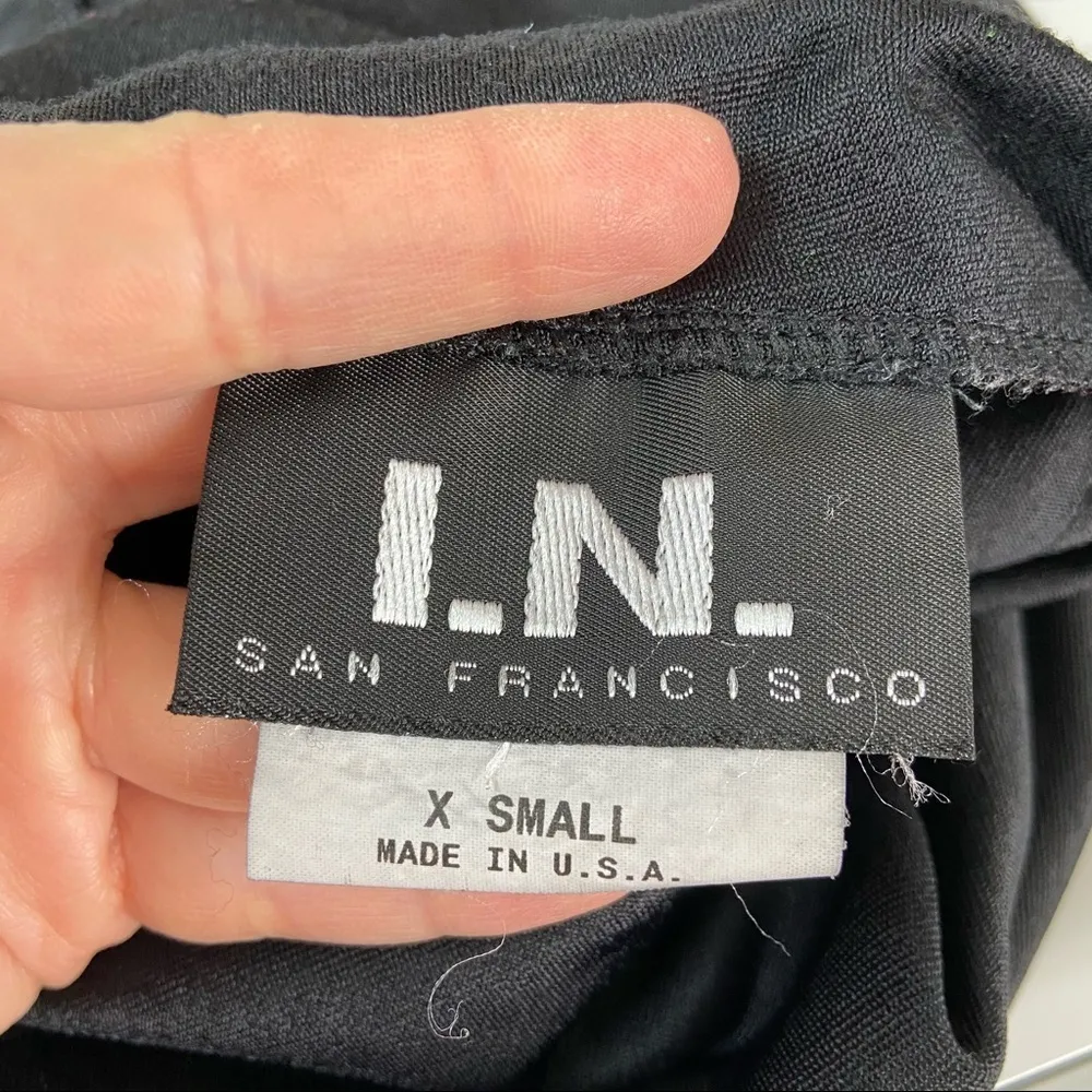 Vintage I.N. San Francisco Black Stretchy Straight Knee Length Skirt - Image 5