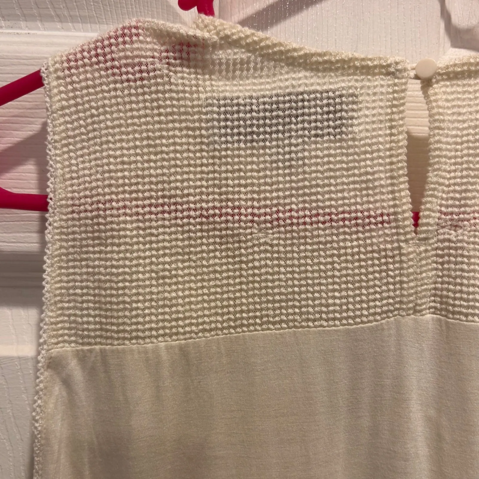 LOFT Womens Tank Top Size L Ivory‎ Sleeveless Peter Pan Collar Pearls Crochet - Image 6