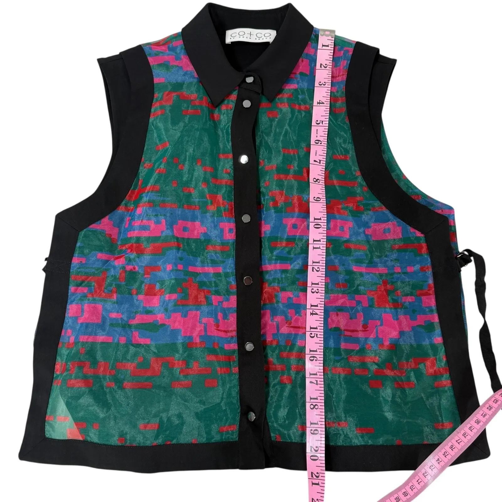 CO+CO by Coco Rocha Carly Top Women's Black Sleeveless Geometric Print Size 2 - Image 4